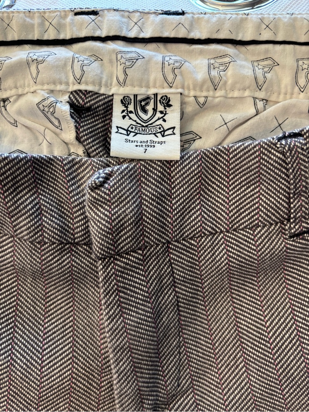 Famous Stars & Straps Brown Herringbone Cargo Shorts